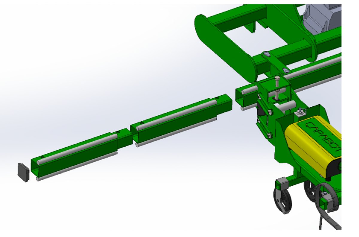 The 2 m main carrier profile and the 50 cm extension pieces added at its ends
